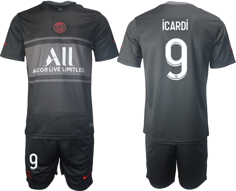 Men 2021-2022 Club Paris St German Second away black #9 Soccer Jersey->paris st german jersey->Soccer Club Jersey